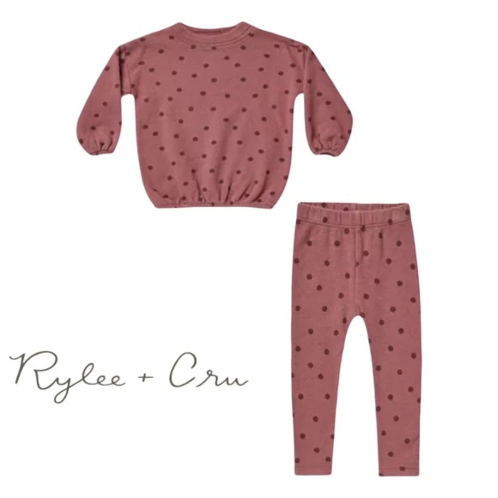 RYLEE + CRU GIRLS SPONGEY KNIT SWEATSHIRT & LEGGINGS SET